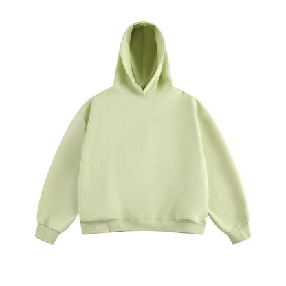 Short Wide Fleece Hooded Sweatshirt For Men And Women In American Solid Color
