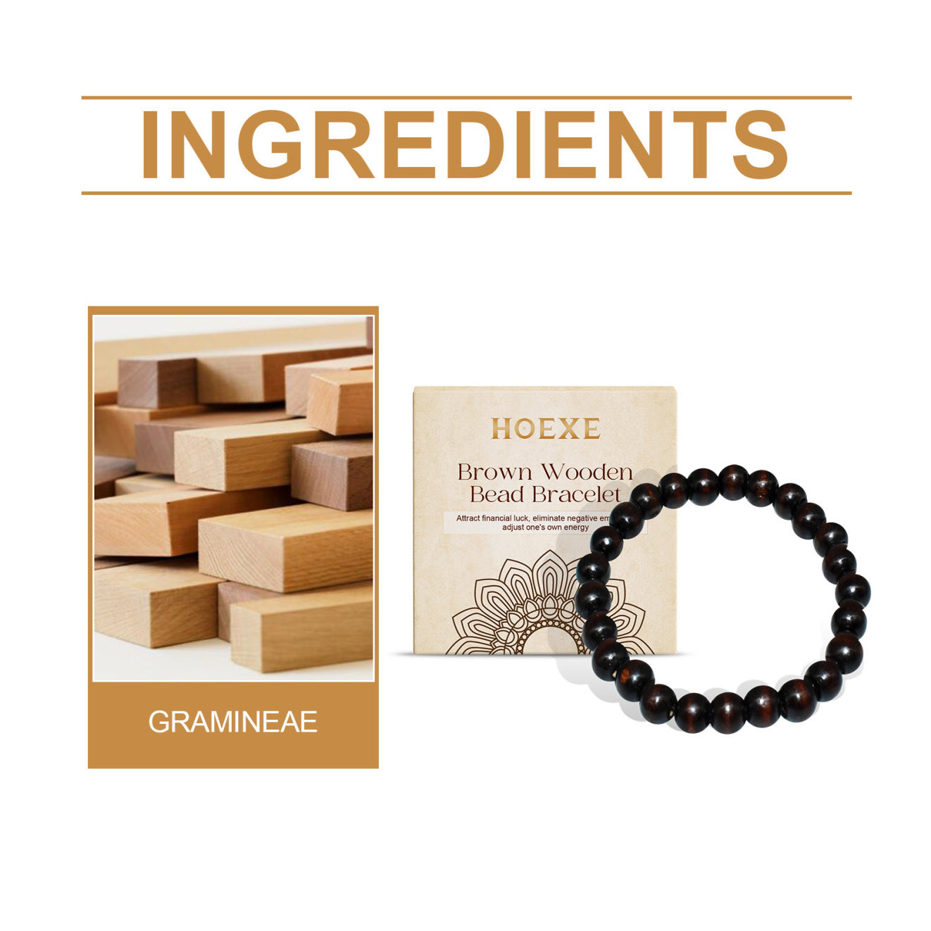Wooden Bead Bracelet - Coffee Color Simple Fashion Design