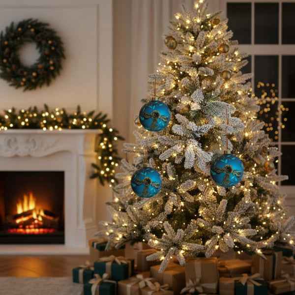 4PCS Glass Christmas Ball Ornaments Set - Shiny Blue Holiday Tree Decorations (4.7 inch) - DropOnline.co
