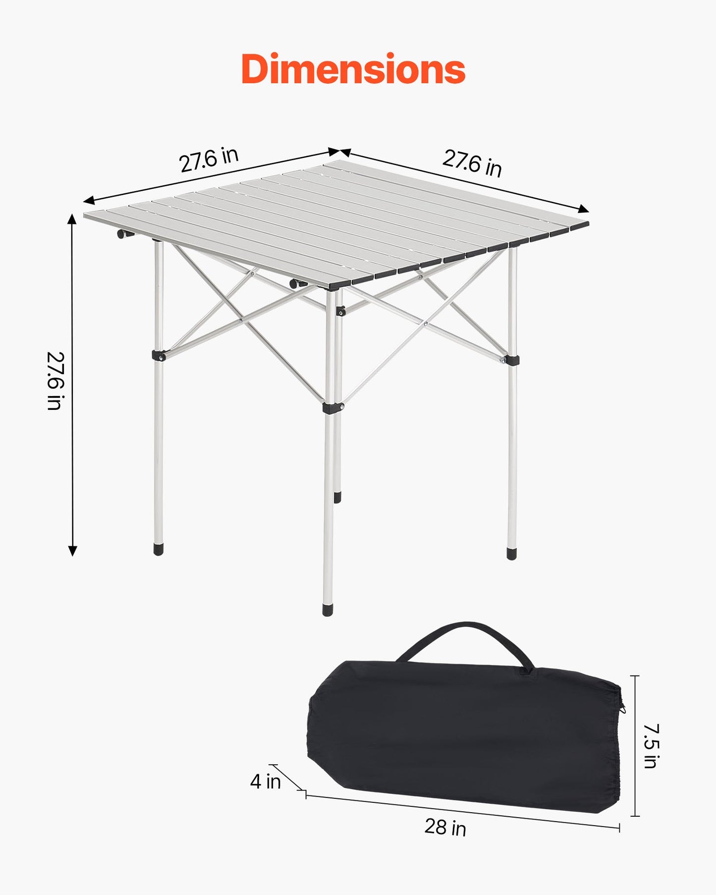 Folding Portable Camping Table Aluminum Outdoor Picnic Roll Up Table Carry Bag