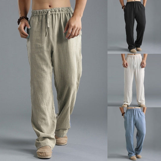 Men's Breathable Linen Casual Sports Pants - Loose Fit Summer Trousers