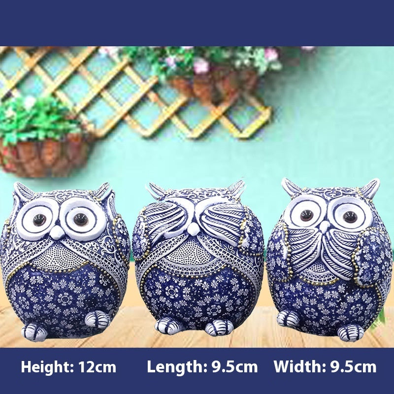 Blue And White Owl Home Creative Small Ornaments