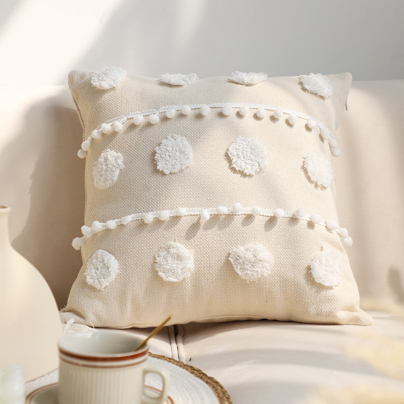 Pillowcase Tufted Pillow Solid Color Cover Waist Cushion