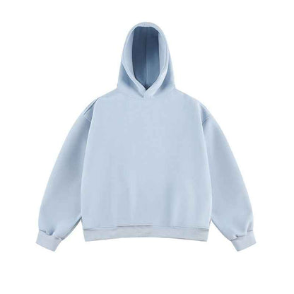 Short Wide Fleece Hooded Sweatshirt For Men And Women In American Solid Color