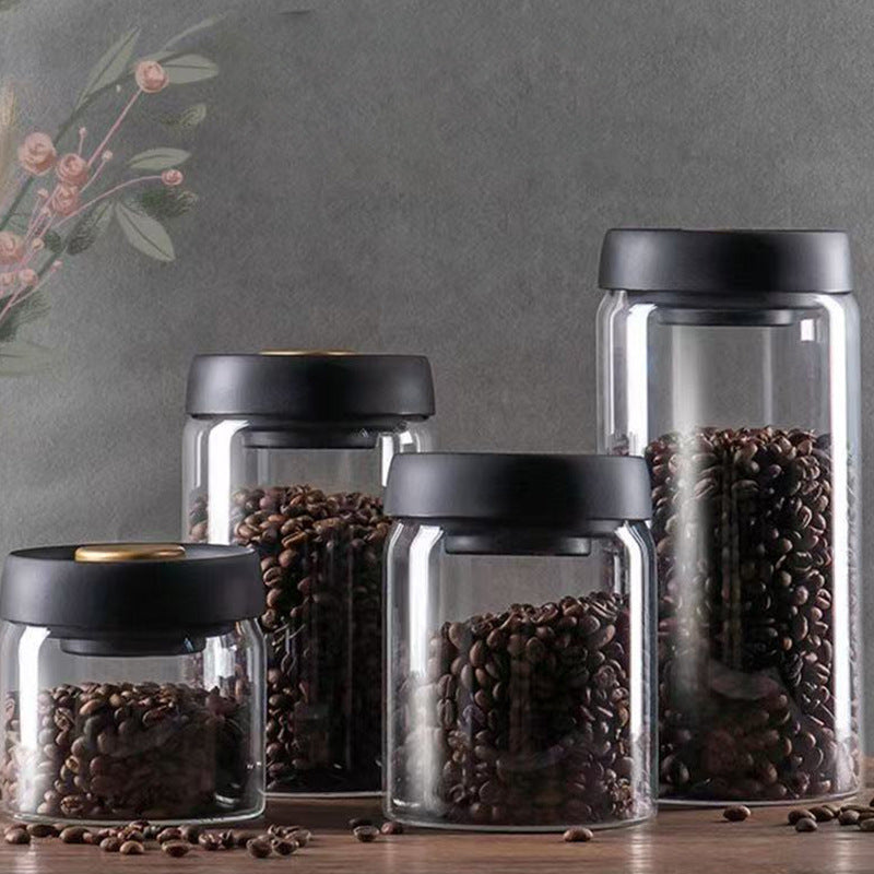 Premium Vacuum Sealed Borosilicate Glass Storage Jar - Airtight Coffee Bean & Food Container