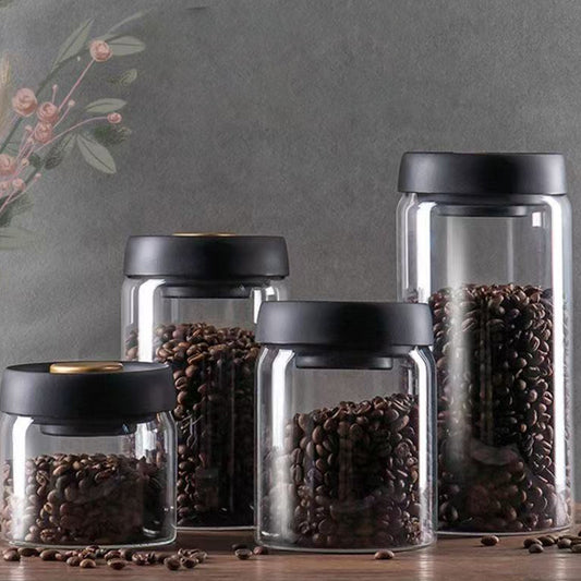 Premium Vacuum Sealed Borosilicate Glass Storage Jar - Airtight Coffee Bean & Food Container