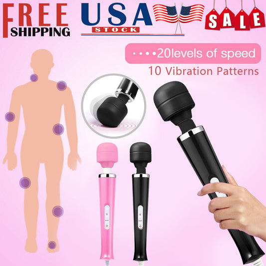 Handheld Massager 20 Speed Wand Vibrating Massage Magic Full Body Therapy Motor