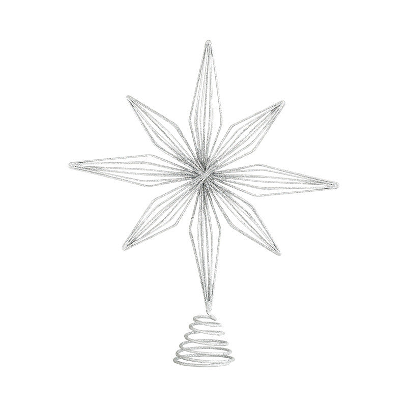 Christmas Metal Star Ornament - Eight Awn Champagne Gold Silver Decoration (25-30cm)