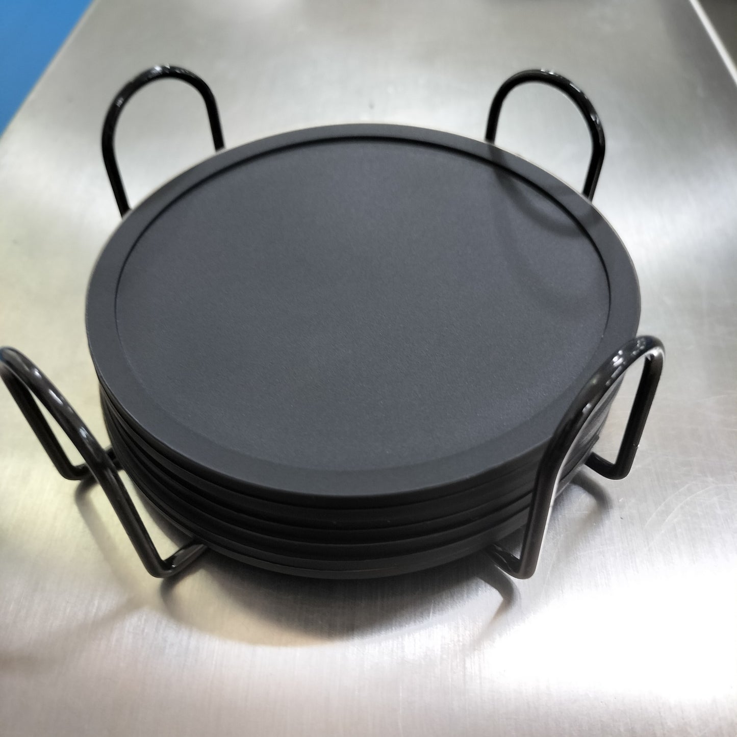 Premium Round Silicone Coasters - 10cm Black Non-Slip Set