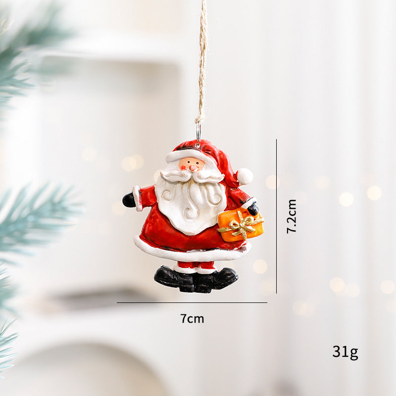 Christmas Resin Character Pendants - Santa Snowman Gingerbread Man Ornaments