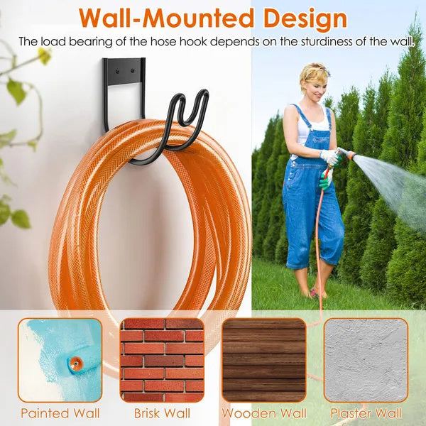 2Pack Heavy Duty Garden Hose Holder Stainless Steel Hose Hook Metal Hose Rack Reel Organizer For Water Hose Extension Cords