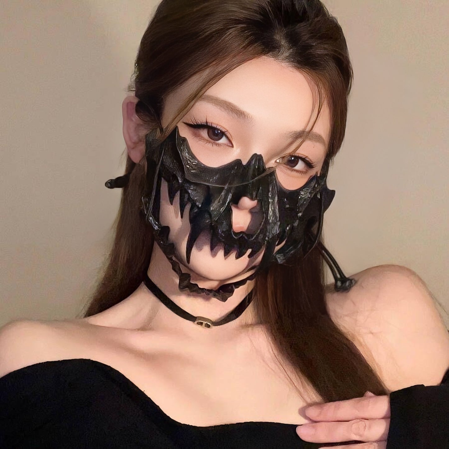 Halloween Half Face Mask - Werewolf White Design