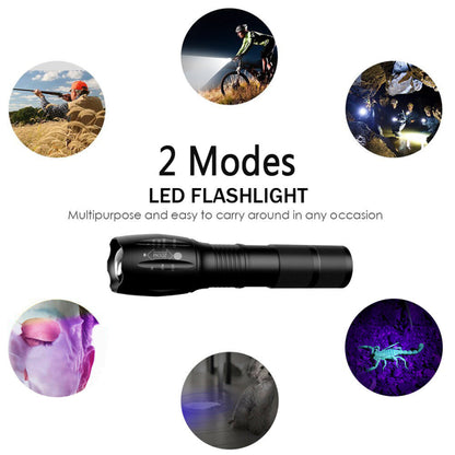 (2 Pack) 2 IN 1 LED Flashlight UV + White Zoomable LED Flashlight Detection Lamp(TK/TMEU For Self-pickup)