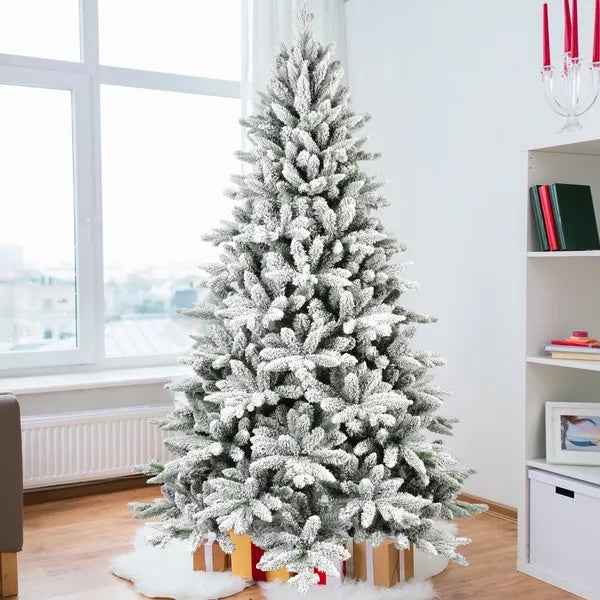 7FT Unlit Artificial Christmas Tree - 1514 Premium PVC Branches Hinged by LiMei - DropOnline.co