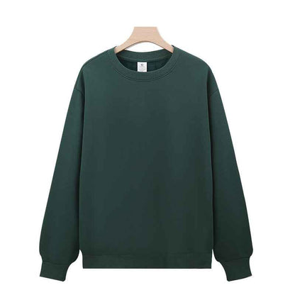 Heavy Chinese Cotton Round Neck Sweater Solid Color Korean Style Loose Casual Long Sleeves