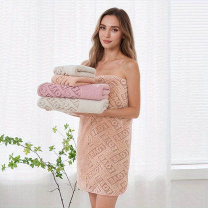 Jacquard Coral Fleece Towel Bath Towel Set Is More Absorbent And Ultra Soft For Drying Hair Than Pure Cotton