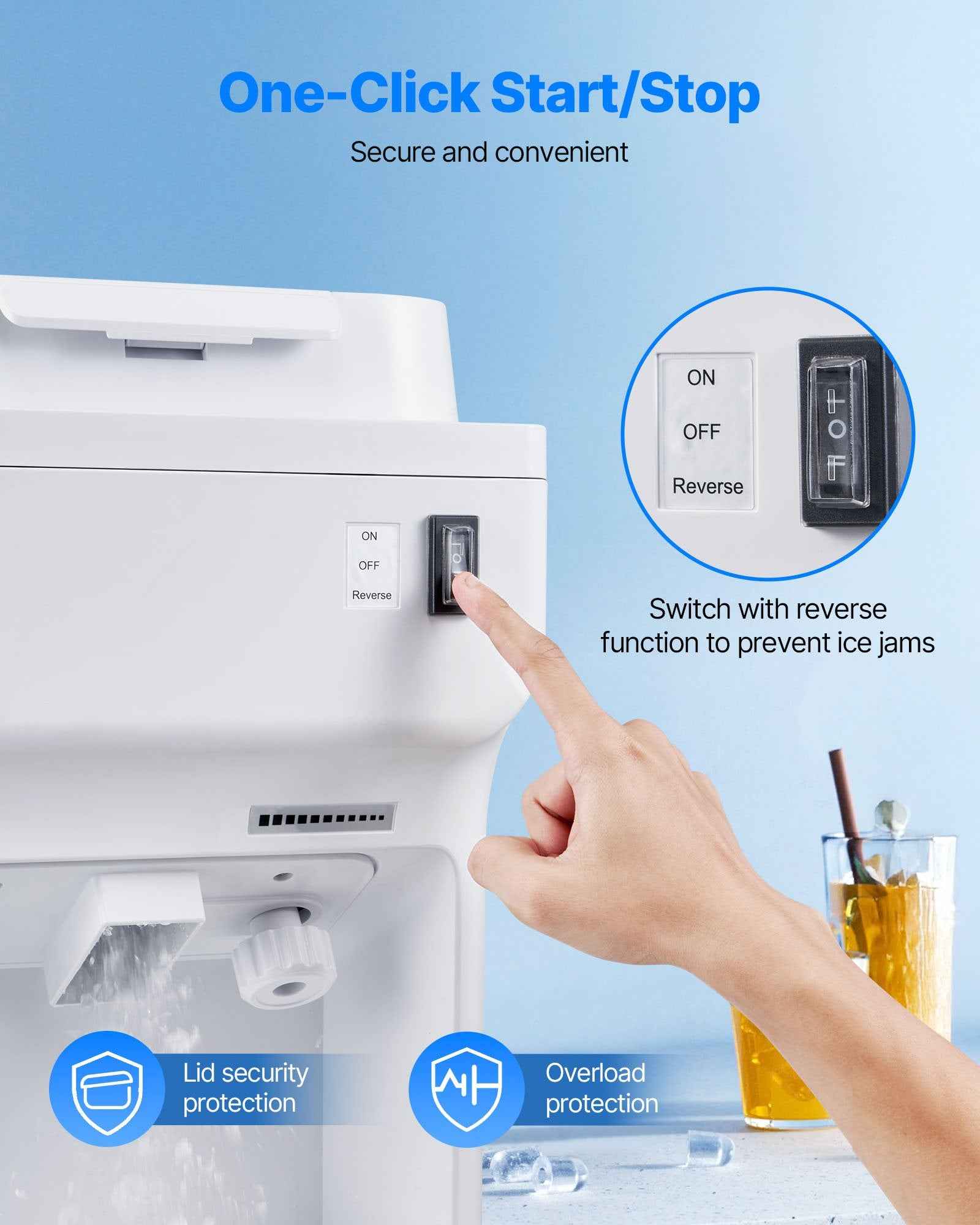 Commercial Ice Shaver 220LBS/H Electric Snow Cone Maker Ice Crusher White