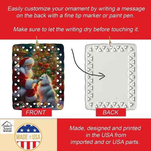 American Eskimos and Santa Claus Porcelain - Christmas Tree Hanging Decorations - DropOnline.co