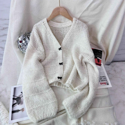 Women's Solid Color Short Casual Loose Knit Cardigan