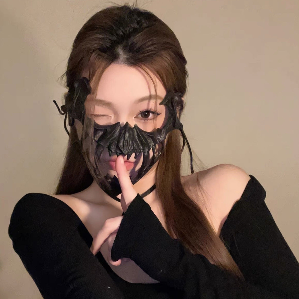 Halloween Half Face Mask - Werewolf White Design