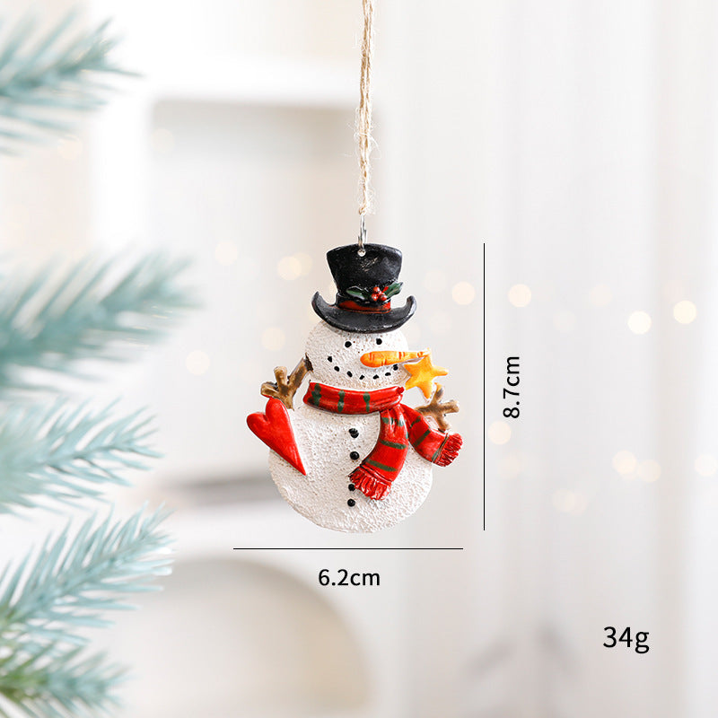 Christmas Resin Character Pendants - Santa Snowman Gingerbread Man Ornaments