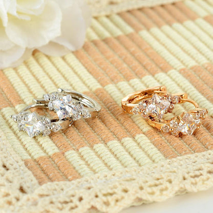 European And American Personalized Square Zircon Earrings - DropOnline.co