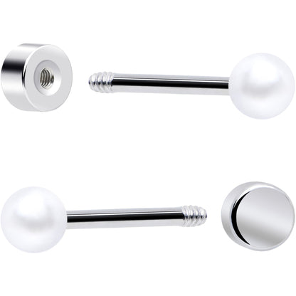 20G Clear Gem White Orb Flatback Earring Set of 6