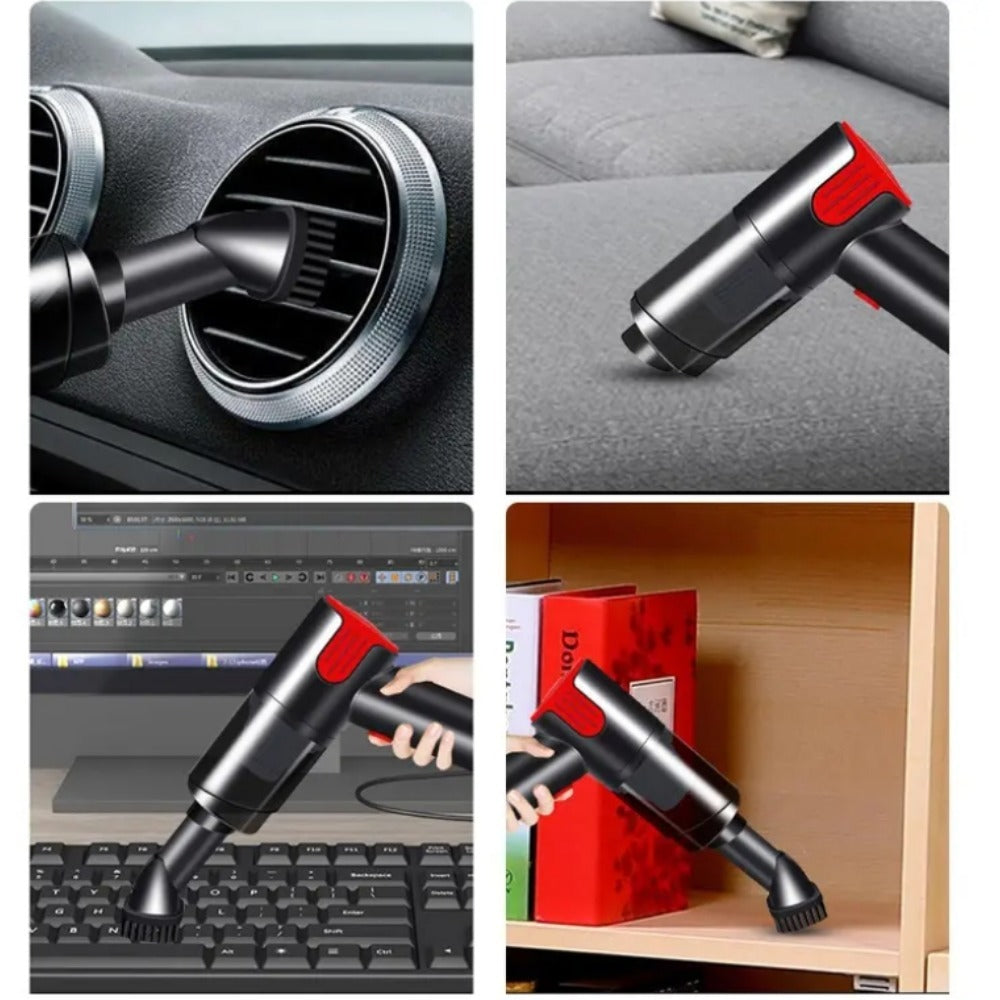 Wired Red Silver Car Vacuum Cleaner  Home Handheld Mini Desktop Vacuum Cleaner Portable