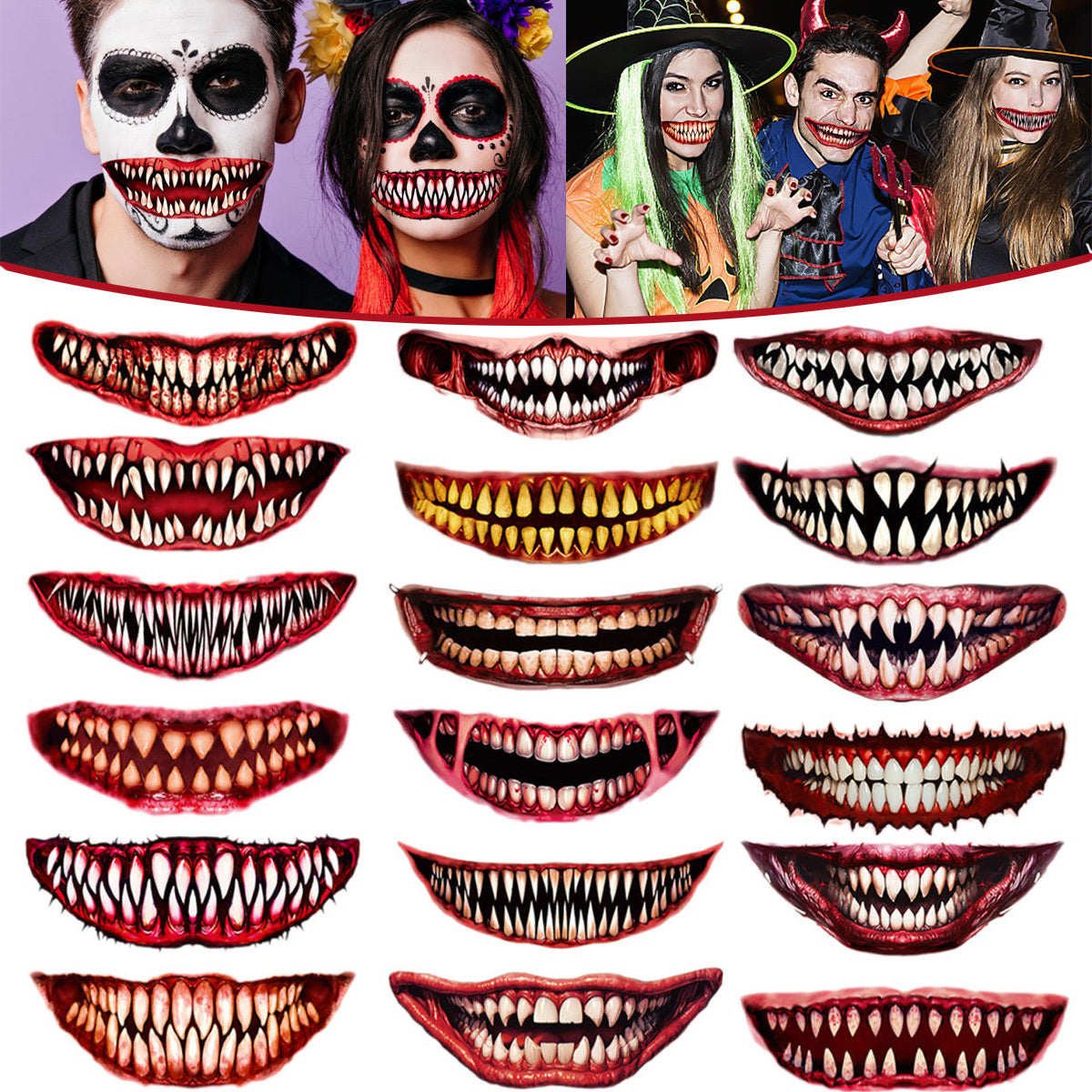 Halloween Temporary Tattoo Stickers - 18 Sheets Spooky Designs