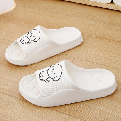 Cute Cartoon Dog Slippers Summer Solid Color Non-slip Rhombus Bathroom Slipper Indoor House Shoes For Men Women Couples - DropOnline.co