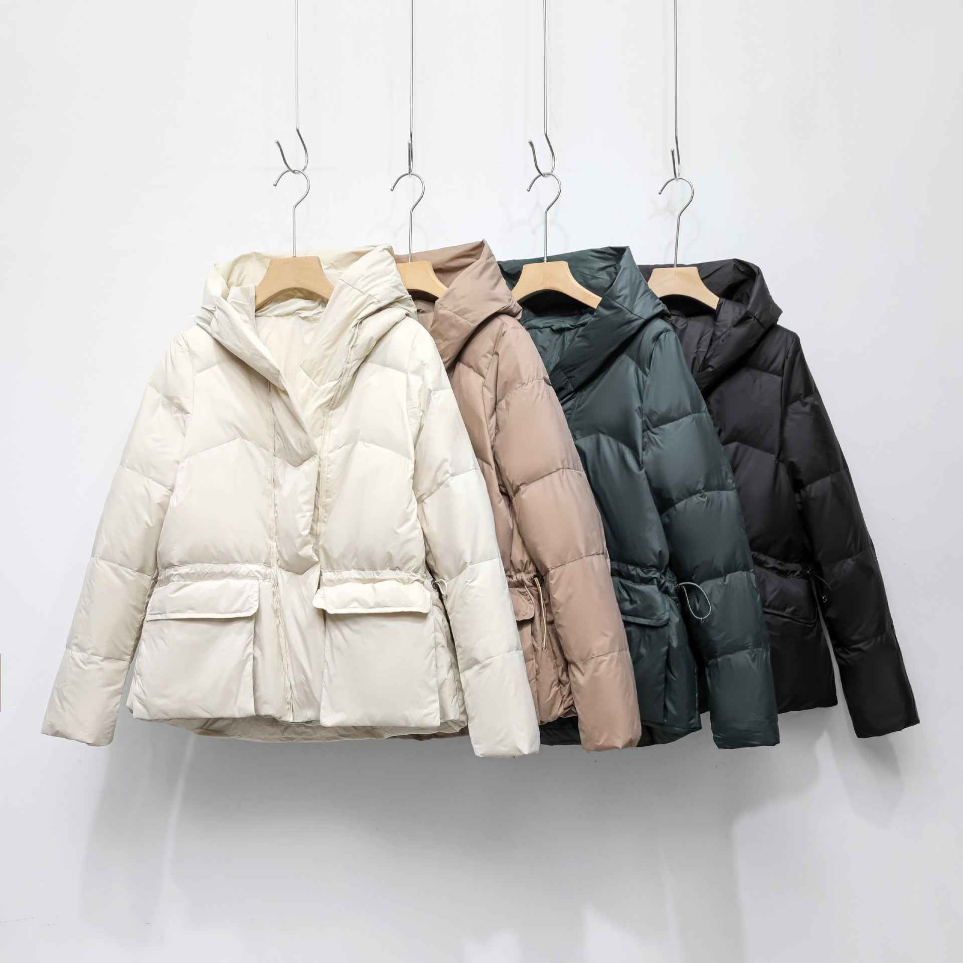 Women's Solid Color Hooded Thick Short Down Jacket