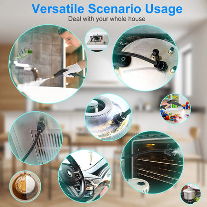 2500W Handheld High Temperature And Pressure Steamer Cleaner With 1400ML Tank 9 Accessories 6 Steam Levels For Dirt Grease Grout Tile Floor Couch Car - DropOnline.co