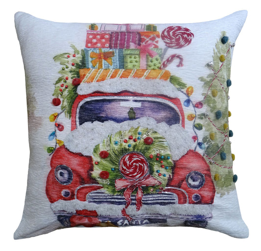 Coussin décoratif de Noël brodé 50 x 50 cm