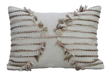 Pink 14" X 20"  Embroidered  Throw Pillow