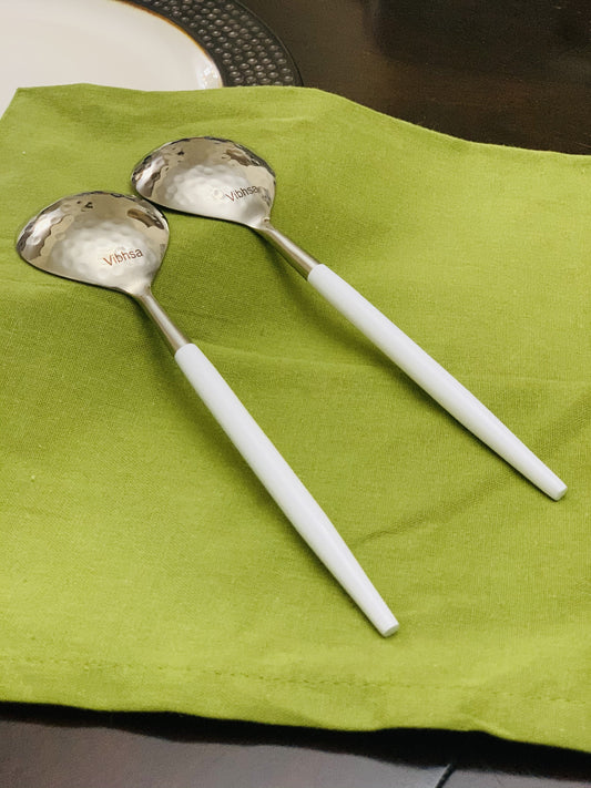 Vibhsa Lot de 6 cuillères à soupe de service (embout martelé)