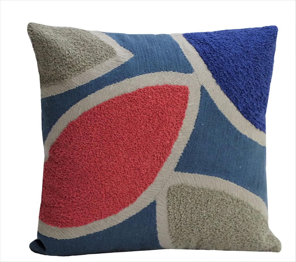 Coussin décoratif brodé multicolore 50 x 50 cm, rembourrage inclus
