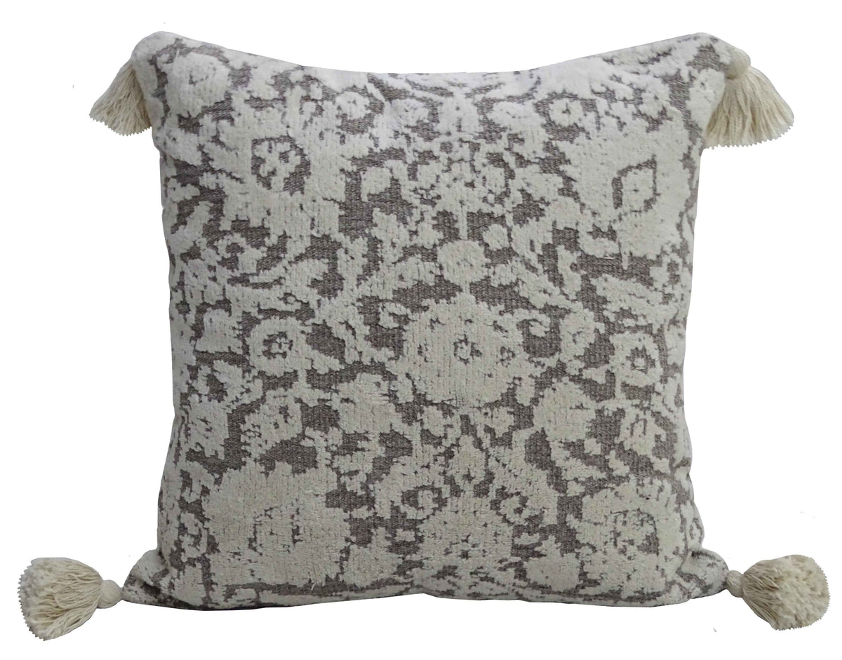 Coussin décoratif à pompons 50 x 50 cm, rembourrage inclus