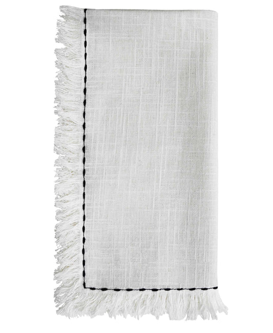 Ensemble de 4 serviettes de table en tissu brodées noires