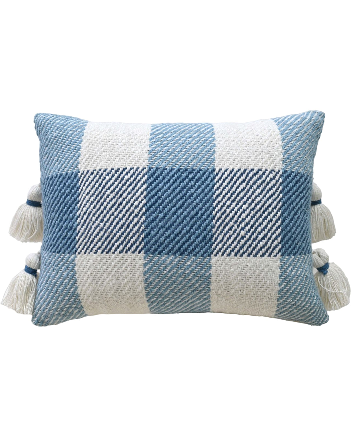Coussin décoratif texturé à carreaux tissé main, avec garnissage