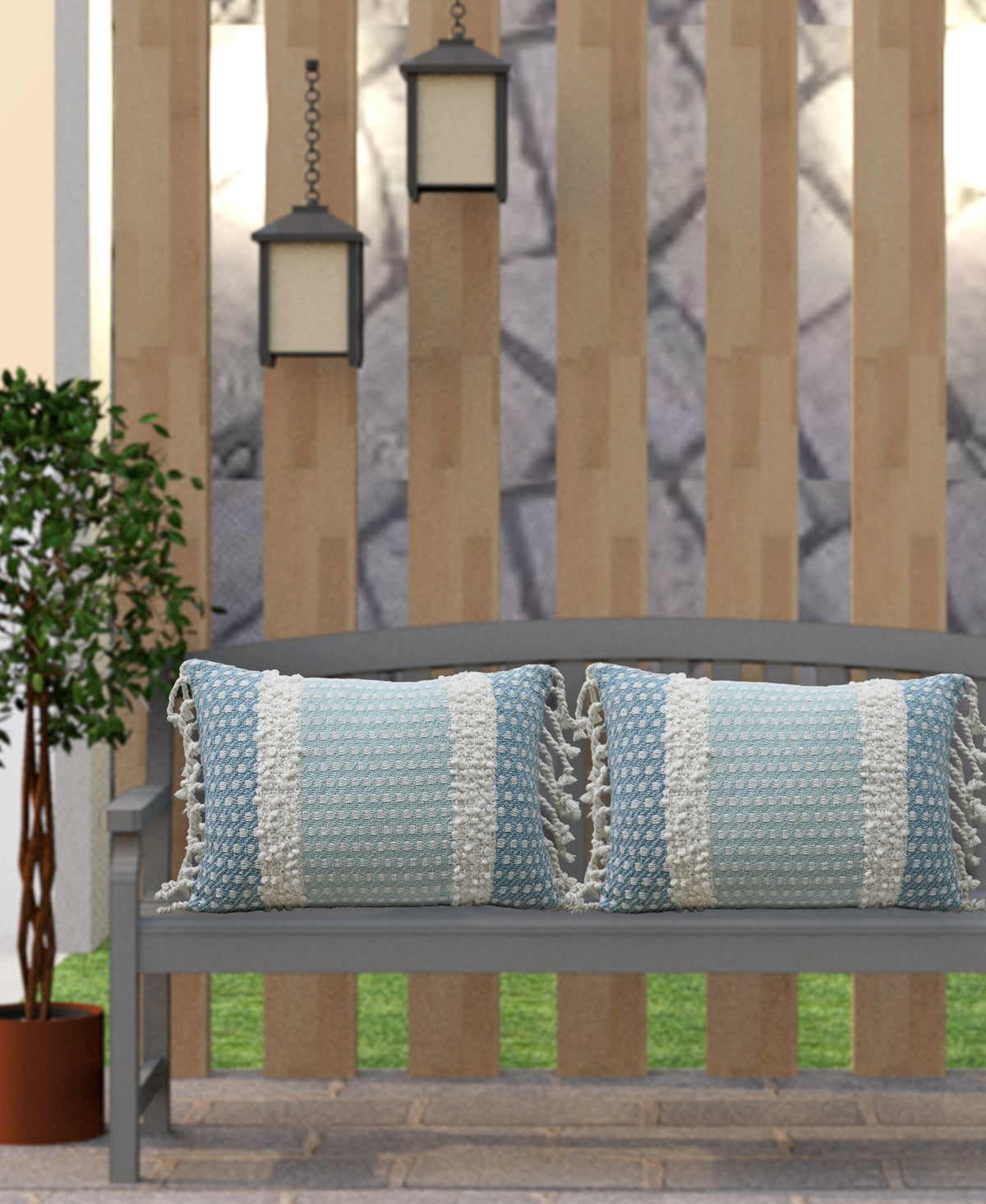 Handwoven Buttknot Edging Decorative Pillow, 14''X20''