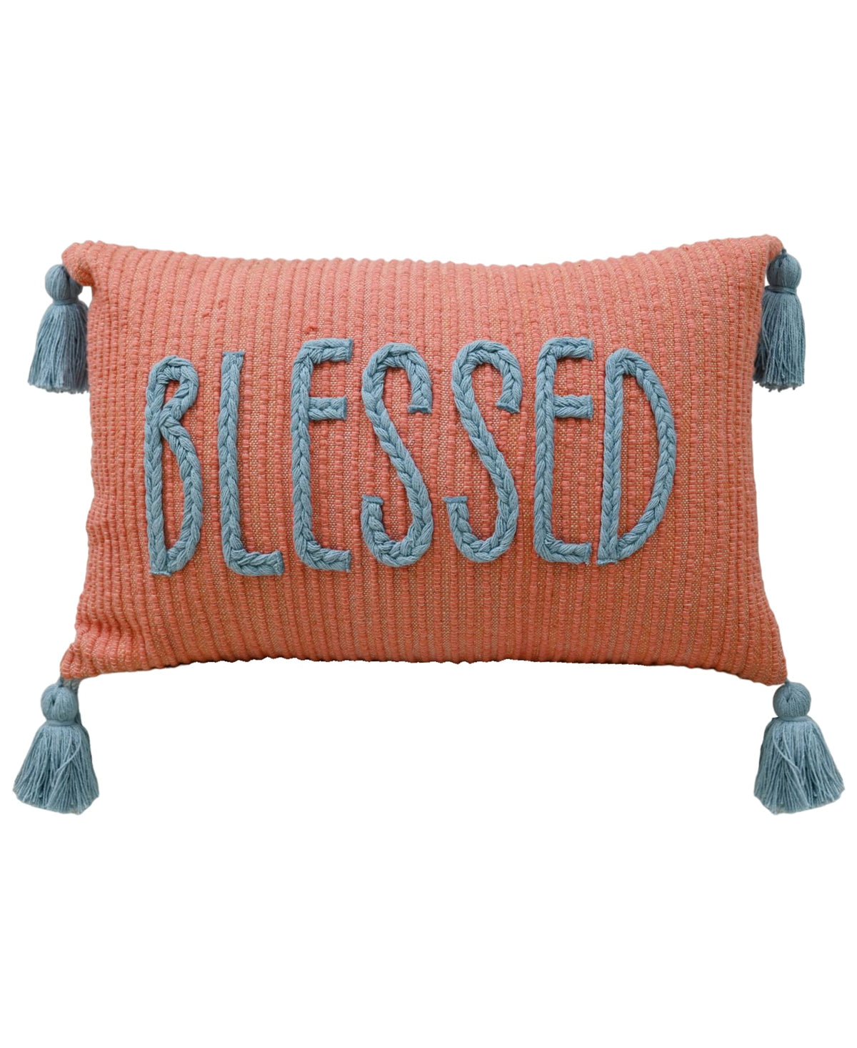 Coussin décoratif tressé main, 14"X24"