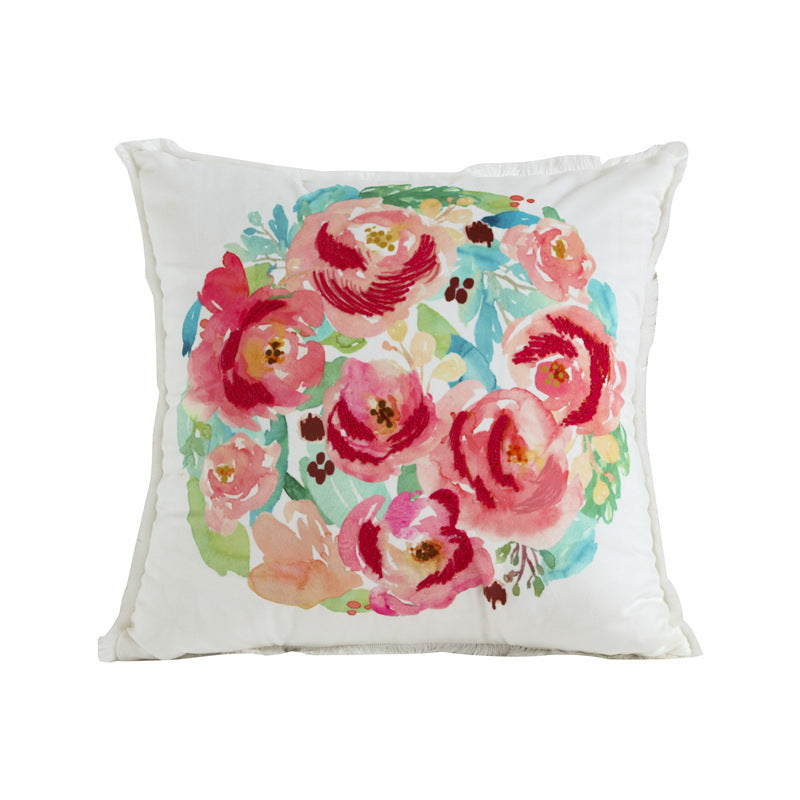 Velvet Embroidered Throw Pillow Printed Cushion Cover