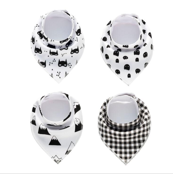 Baby Bandana Bibs 4-Pack - Cotton Triangle Drool Bibs with Arrow & Wave Prints