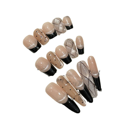 French Black Edge Classic Style Handmade Wearable Manicure - DropOnline.co