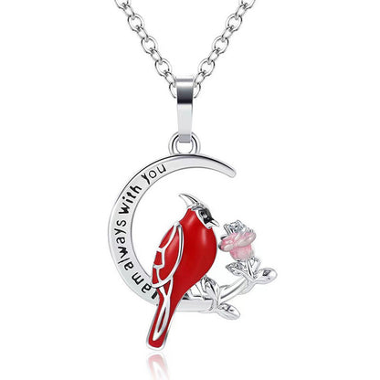 Creative Heart Shaped Cardinal Pendant Necklace, Exquisite Party Commemorative Accessory Gift Jewelry Anniversary Party Gifts, Valentine's Day Gift - DropOnline.co