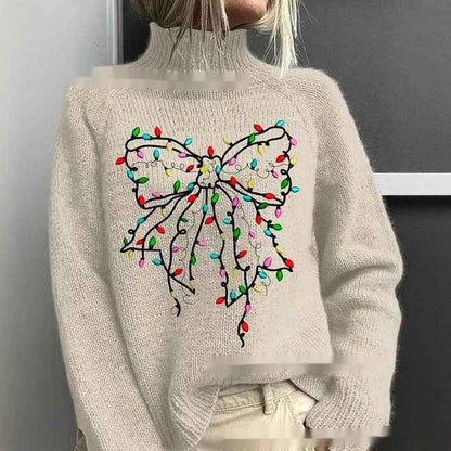 High-neck Christmas Lapel Totem Long-sleeve Sweater