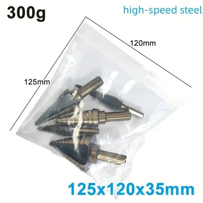 5pcs Baked Yellow Hair Black Step Drill Triangular Shank High-speed Steel Pagoda Drill Hole Opener Set