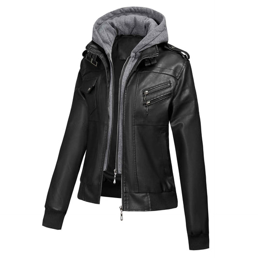 Large Size Women's Artificial Leather Women's Motorcycle Jacket American Style