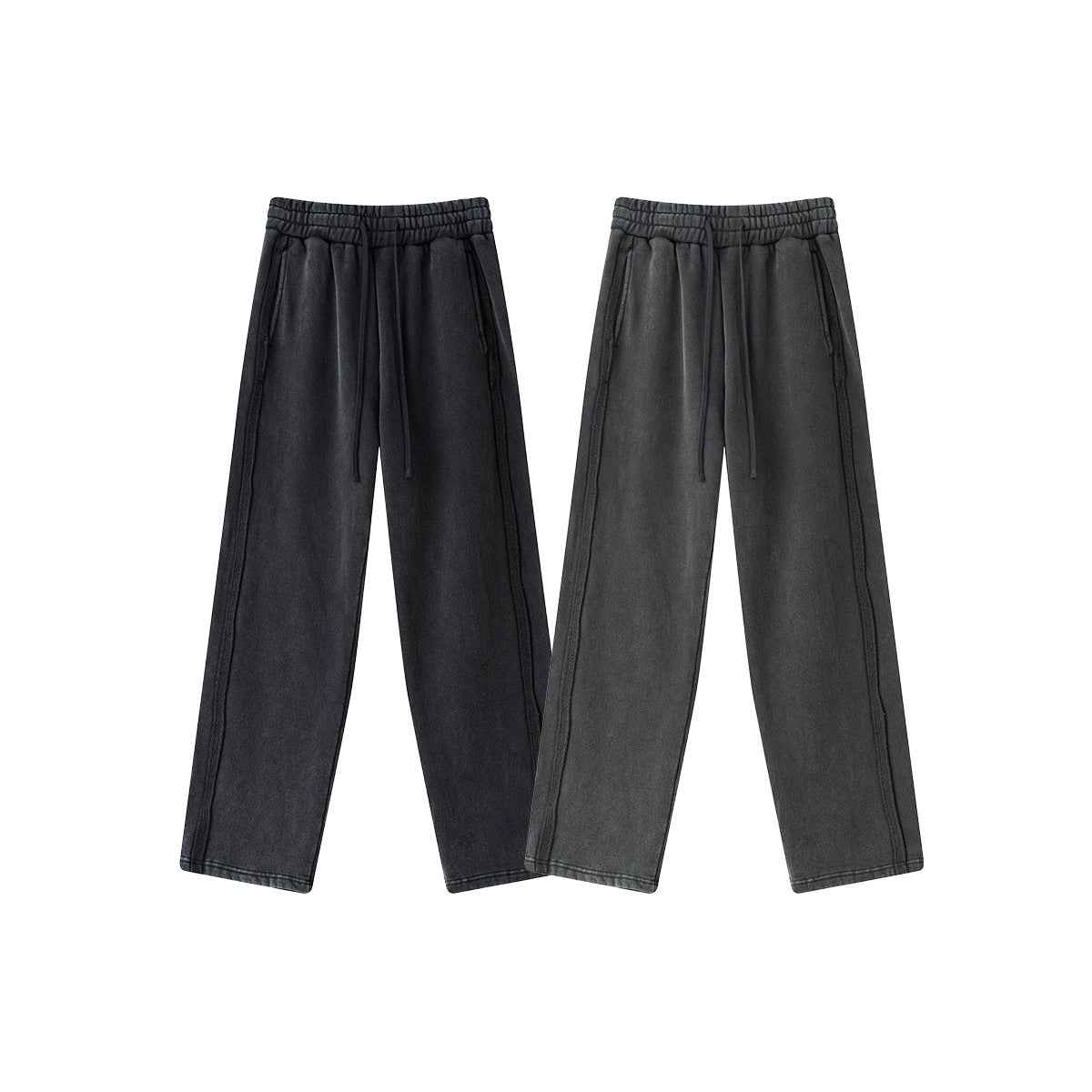 Trendy West Coast Vintage Brushed Fleece Distressed Sweatpants Casual Pants For Men