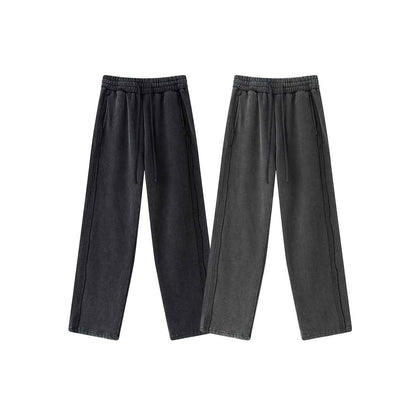 Trendy West Coast Vintage Brushed Fleece Distressed Sweatpants Casual Pants For Men